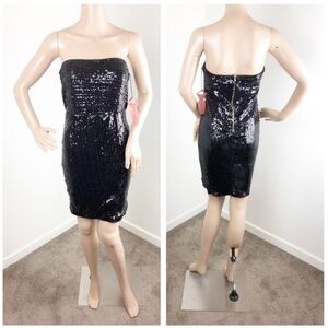 NEW Haute Monde black sequin strapless mini dress